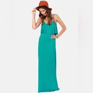 Lulu's Teal 🦚 Scoop Neck Sleeveless Maxi Dress - s